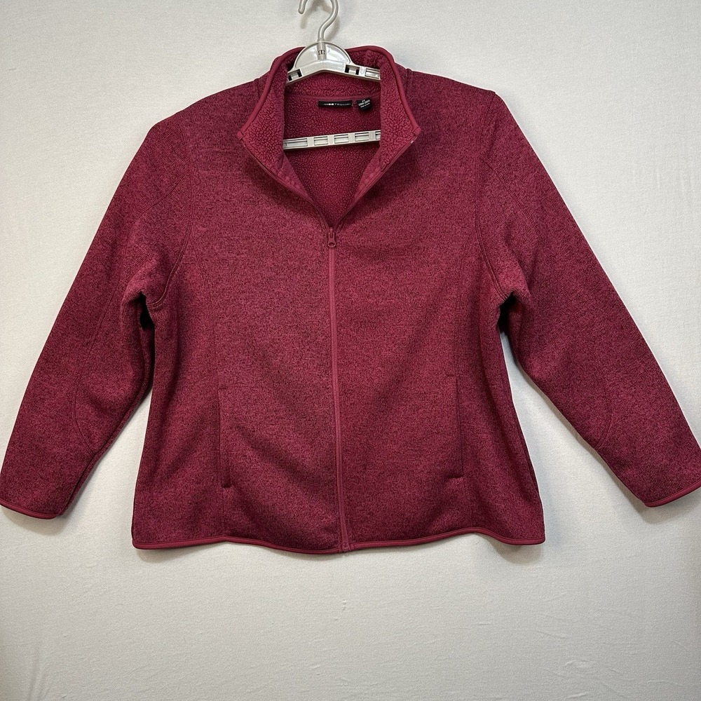 SwissTech Jacket Womens 2X Cranberry Full Zip Fleece Lined Pullover Pockets Cozy